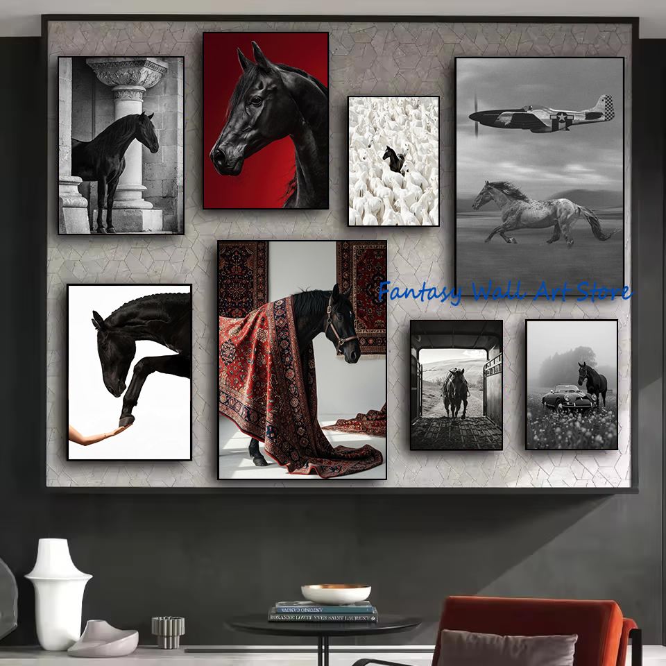 Luxury Lifestyle Photos - Photos de chevaux noirs, art mural